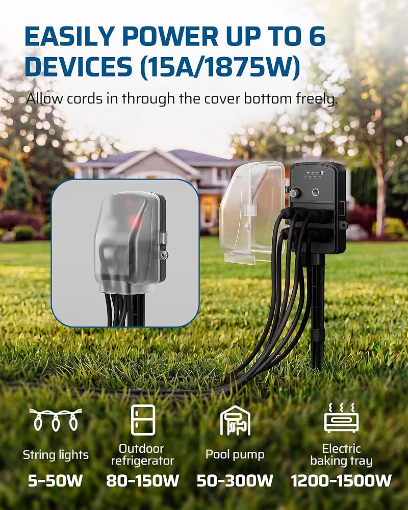 DEWENWILS Outdoor Power Stake Timer, Waterproof Dusk to Dawn Timer