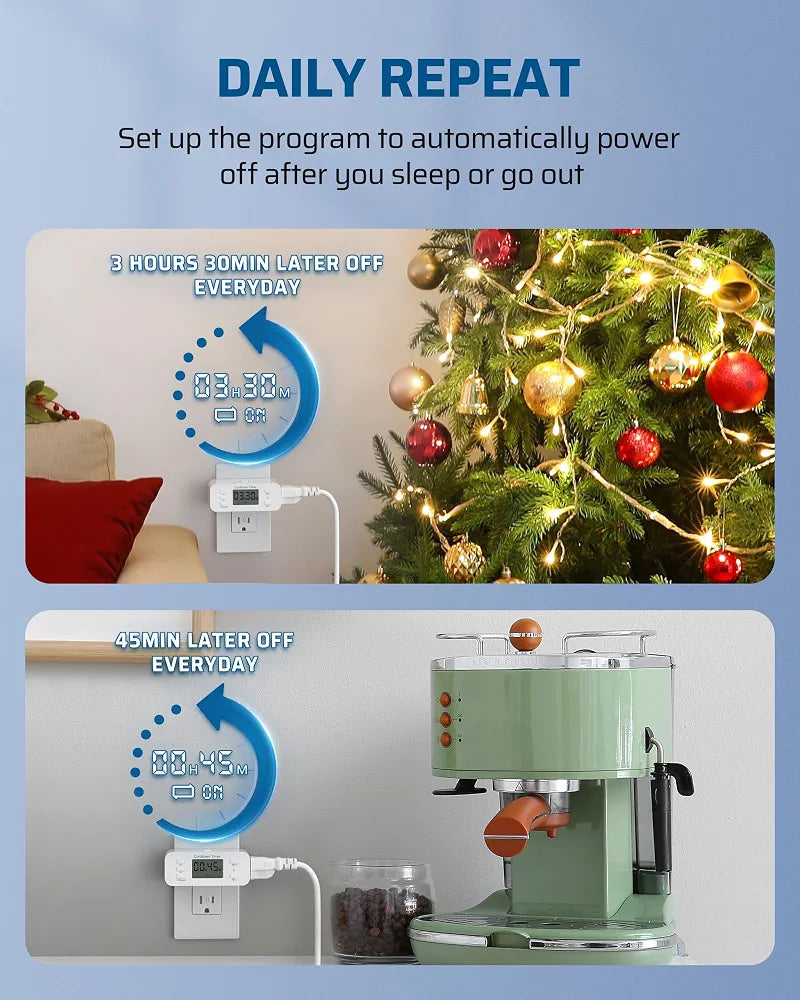 DEWENWILS 2 Pack Indoor Countdown Timer Outlet, Timers for Electrical Outlets Indoor, Large Screen and Repeat Function, Up to 36 Hours, Auto Shut Off for Fan, Lights, Charger, 125V 60Hz - SHIDT22L