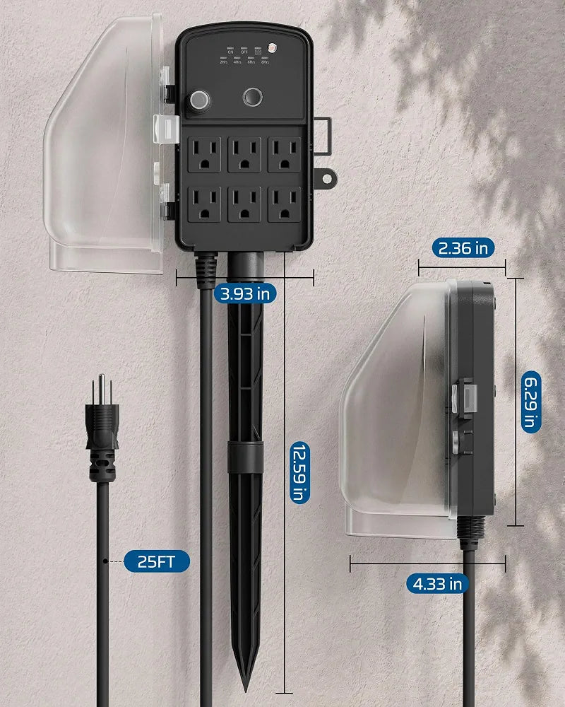 DEWENWILS Outdoor Power Stake Timer, Waterproof Dusk to Dawn Timer