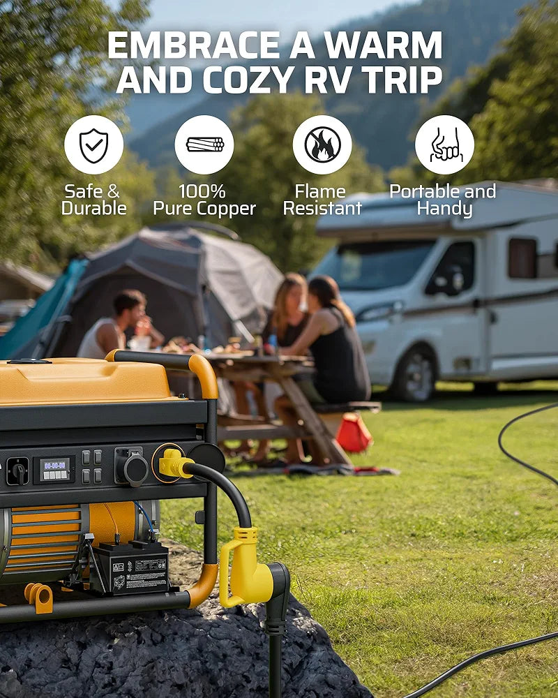 DEWENWILS RV Electrical Adapter, NEMA 5-15P 15 Amp Male Plug to TT-30R 30 Amp Female Receptacle, 10AWG STW Power Adapter Cord, 1 FT Short Extension Cord for Camper Caravan Van Trailer, 125VAC 15A