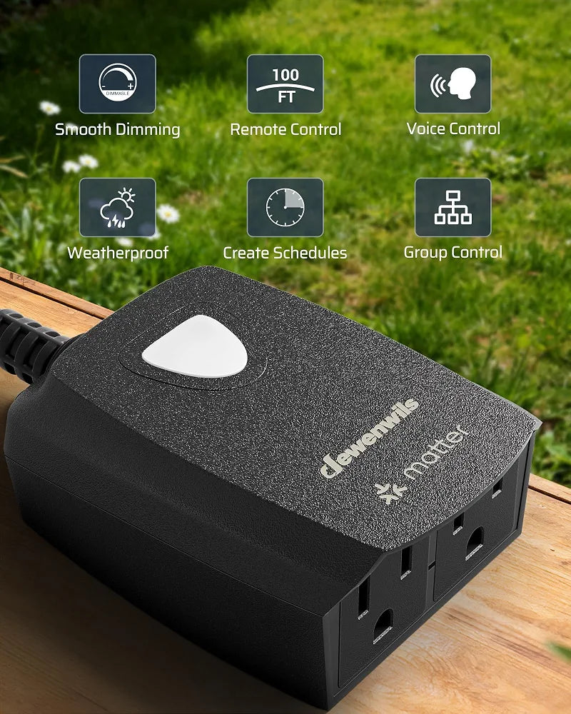 DEWENWILS Wi-Fi Matter Smart Dimmer Plug, 2.4GHz Only, Works with Alexa