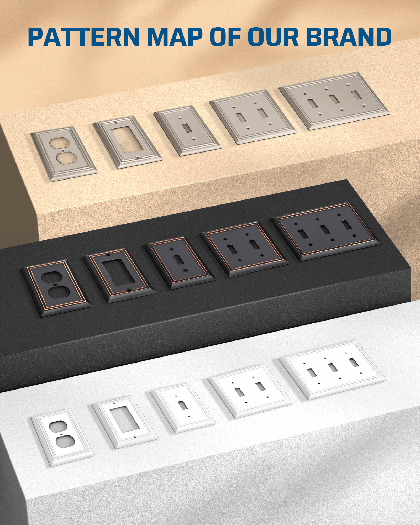 DEWENWILS 4-Pack Duplex Wall Plate, Metal Wall Outlet Cover for Receptacle, Light Switch, Brushed Nickel-HDWP14A