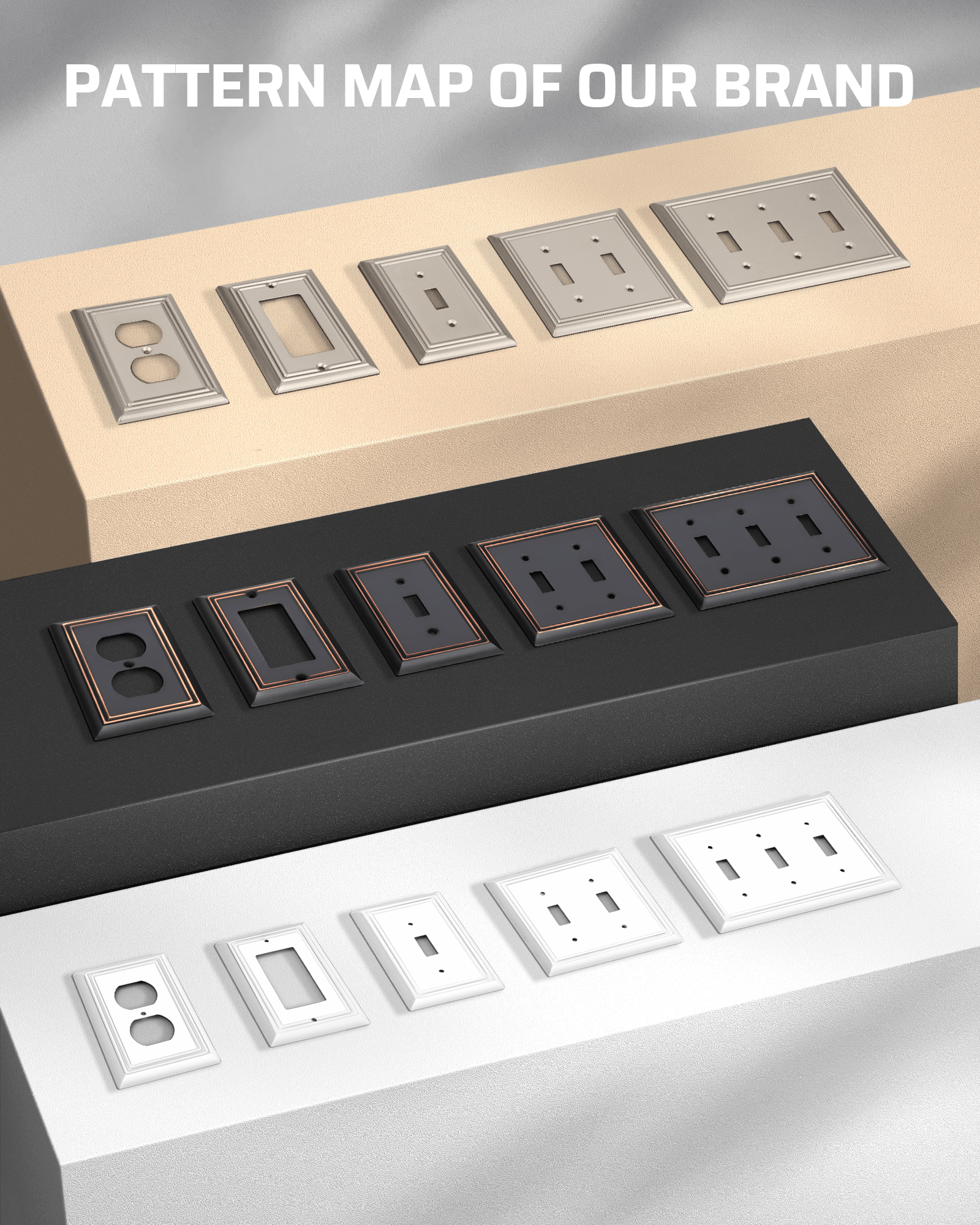 DEWENWILS 4-Pack Duplex Wall Plate, Metal Wall Outlet Cover for Receptacle, Light Switch, Aged Bronze-HDWP14B