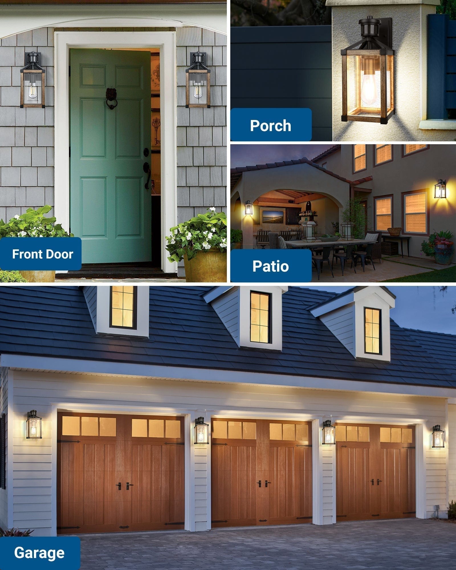 DEWENWILS Motion Sensor Outdoor Wall Light, Dusk to Dawn Exterior Lantern Fixture, Farmhouse Wall Mount Waterproof Porch Light with Clear Glass, Outside Wall Sconce for House Garage Patio-F4HOWL07C