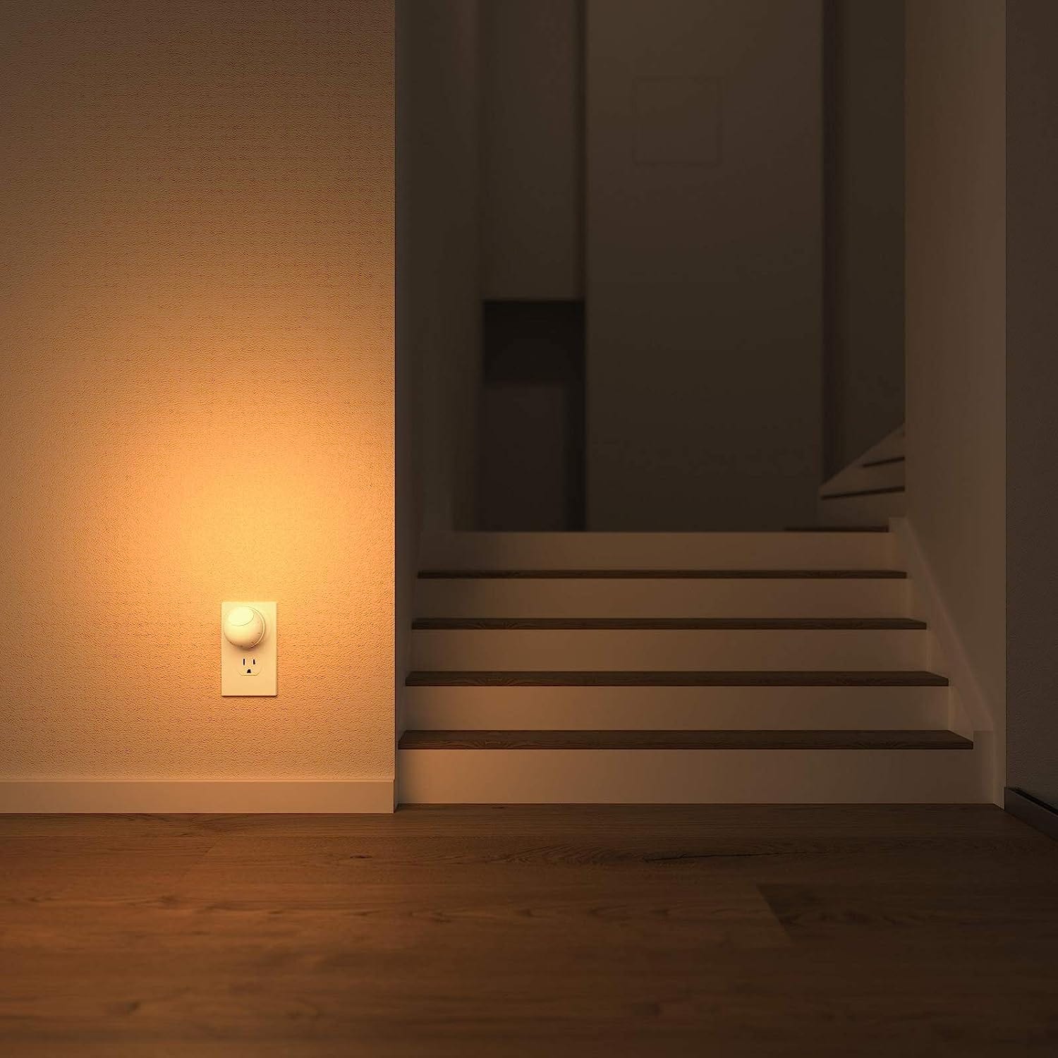 DEWENWILS Plug in Night Light with Light Sensor, 360° Rotating LED Nightlights for Kids, Adults, Bedroom, Hallway, Bathroom, Stairways, Warm White (4 Pack)-HPSL02R