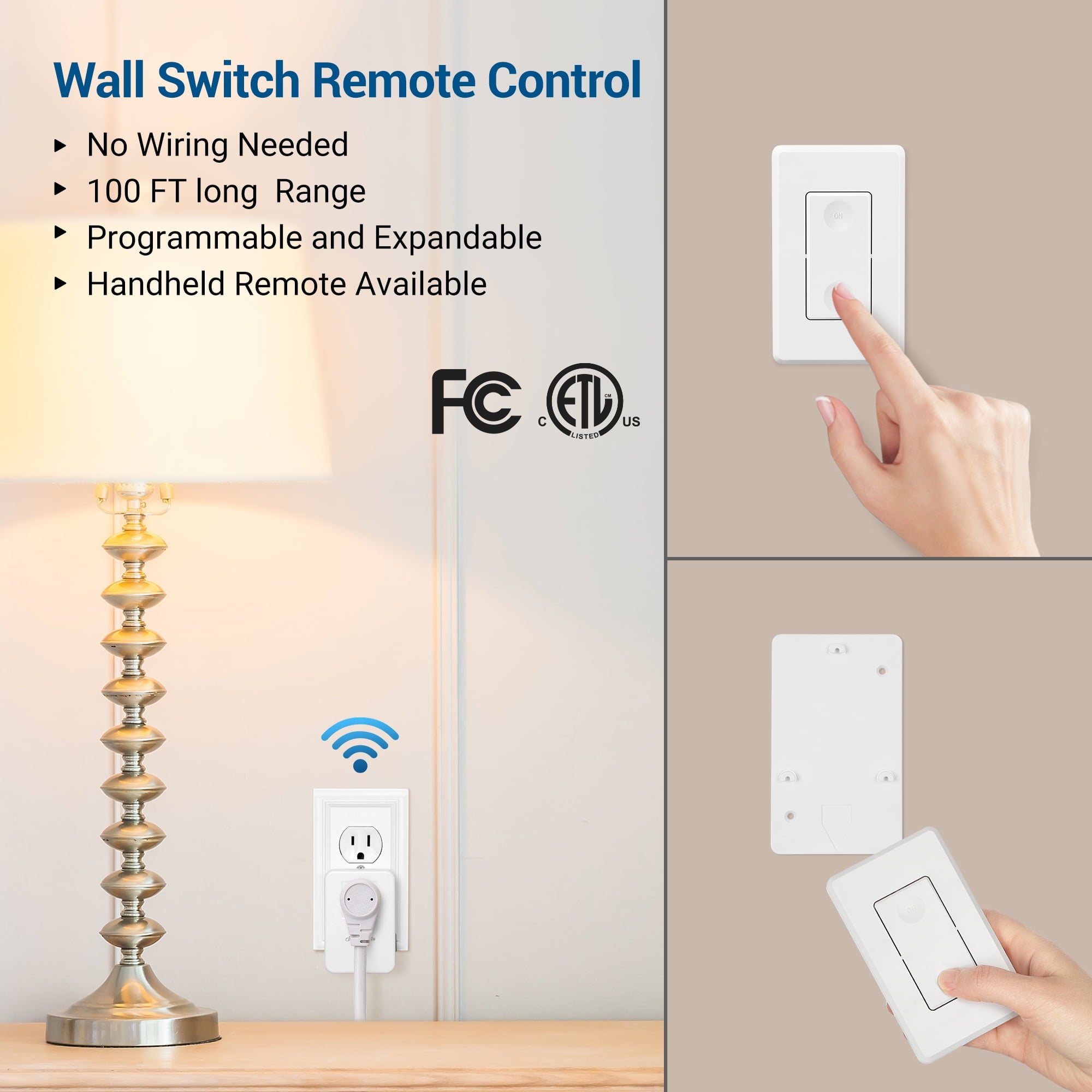DEWENWILS Indoor Wireless Remote Control Outlet, Electrical Plug in on off Power Switch, Wireless Wall Mounted Light Switch