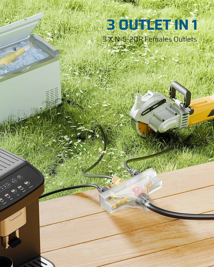 DEWENWILS 30 AMP RV Extension Cord, NEMA TT-30P Male to 15/20R Female RV Distribution Adapter with LED Power Indicator, 3 Prong Adapter to RV Camper Generator Household, 1FT, 125VAC, 10AWG STW