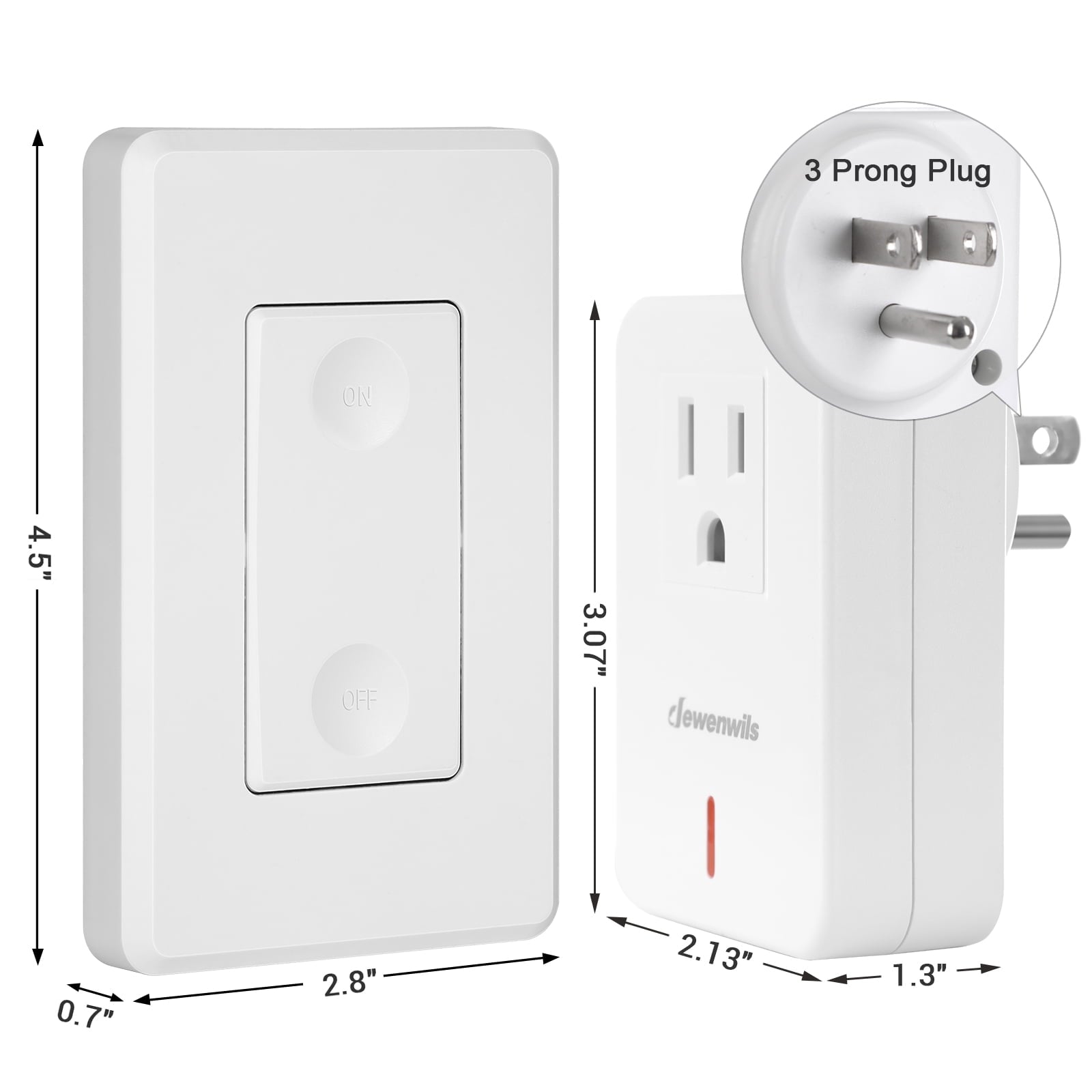 DEWENWILS Indoor Wireless Remote Control Outlet, Electrical Plug in on off Power Switch, Wireless Wall Mounted Light Switch
