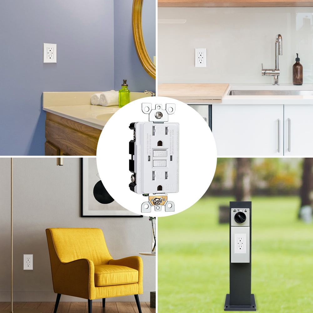 DEWENWILS 5-Pack GFCI Outlet 15Amp, Outdoor Weather-Resistant(WR), Tamper-Resistant(TR), Gfi Self-Test, LED Indicator, Wallplate Included with Thinner Design, White-HGFB15D