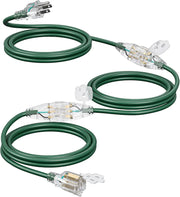 DEWENWILS 25FT Outdoor Extension Cord, 3 Outlets Plug with Indicator Lights