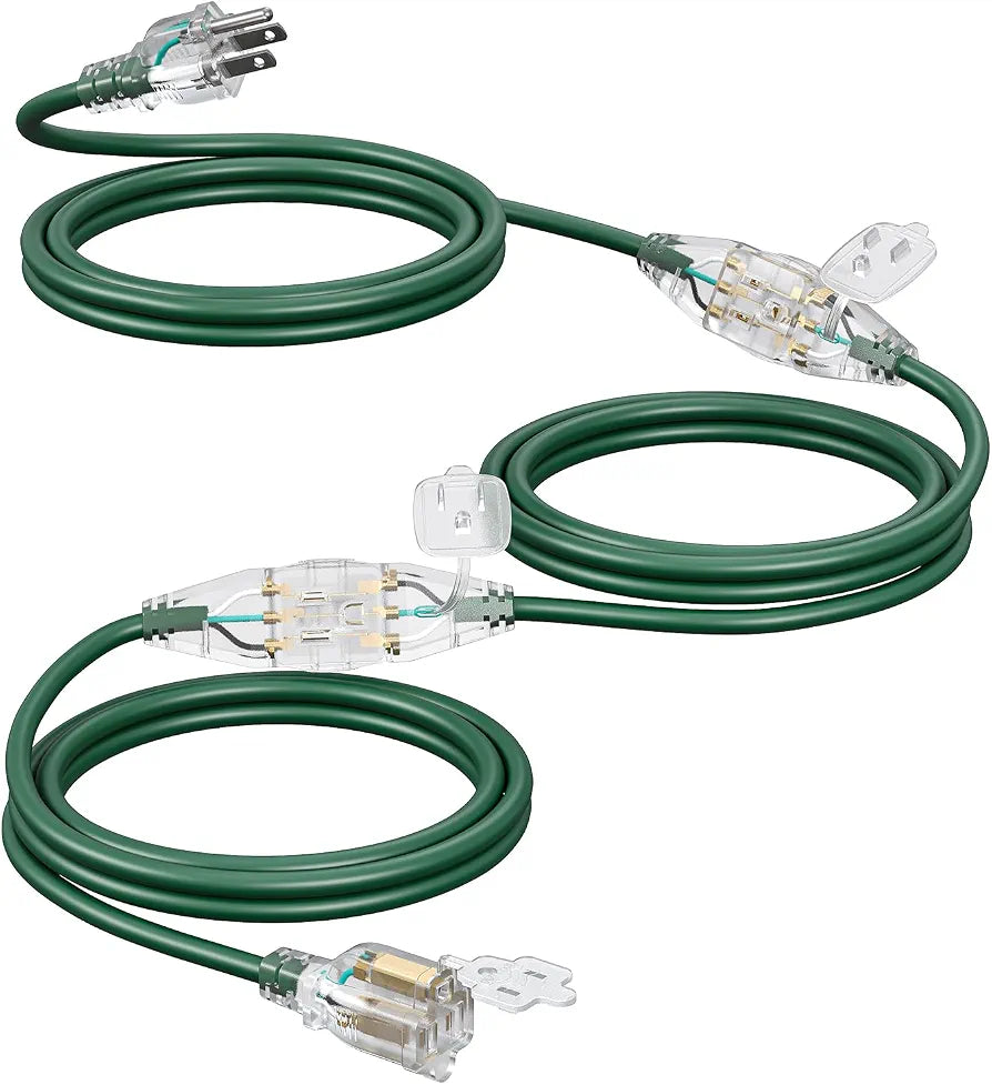 DEWENWILS 25FT Outdoor Extension Cord, 3 Outlets Plug with Indicator Lights