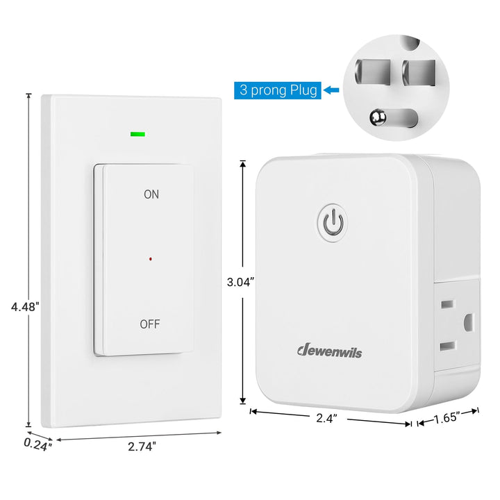 DEWENWILS Indoor Remote Control Outlet, Remote Wall Light Switch ...