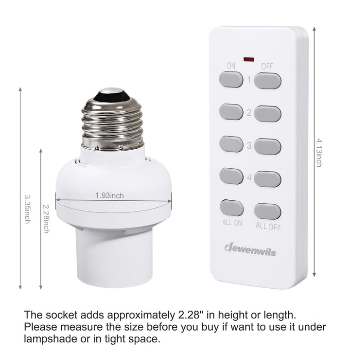 DEWENWILS Remote Control Lamp Light Bulb Socket E26/E27 Base for Pull Chain Light Fixture, No Wiring, ETL Listed(1 Remote+3 Sockets)