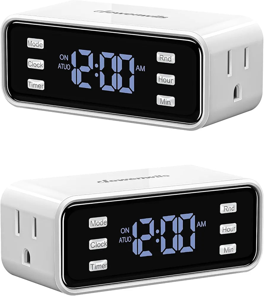DEWENWILS Indoor 24 Hour Programmable Digital Timer Outlet,2 Outlets,2 Pack