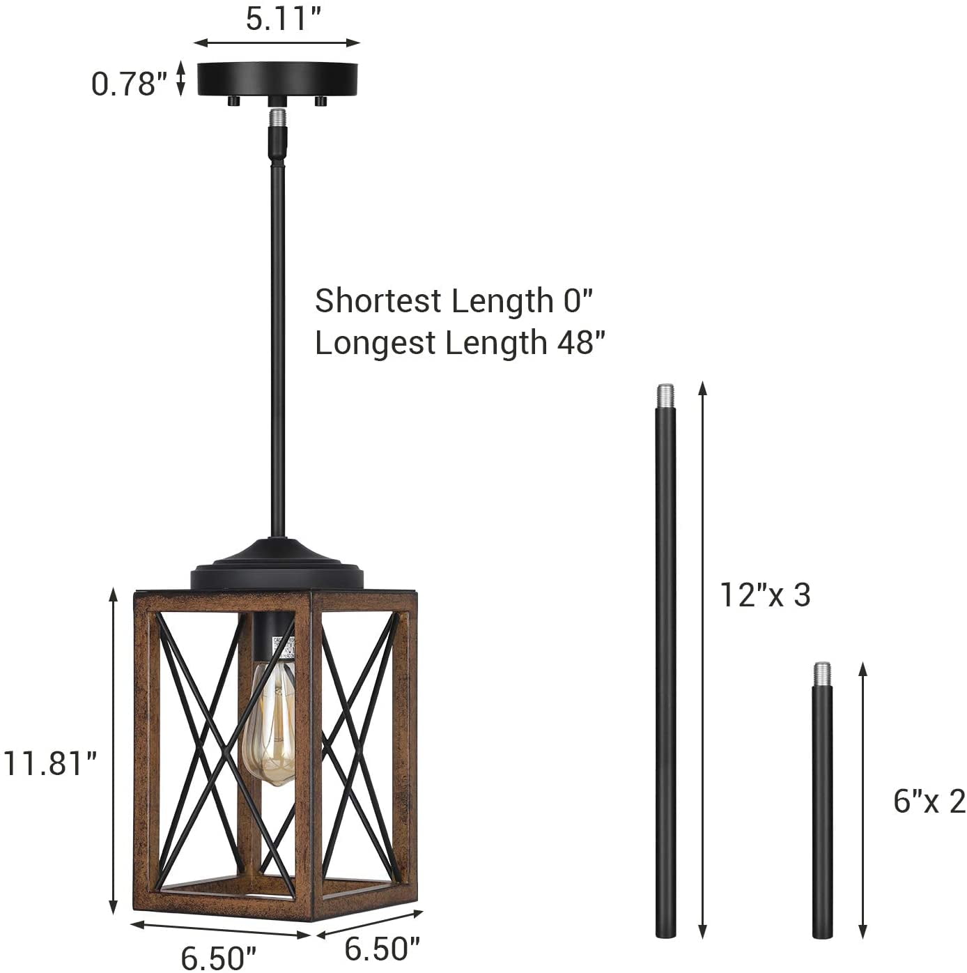 DEWENWILS Farmhouse 1-Light Adjustable Height Incandescent Metal Pendant Light for for Kitchen Island, Dinning Room