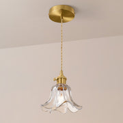 Adjustable Clear Glass Floral Pendant Light