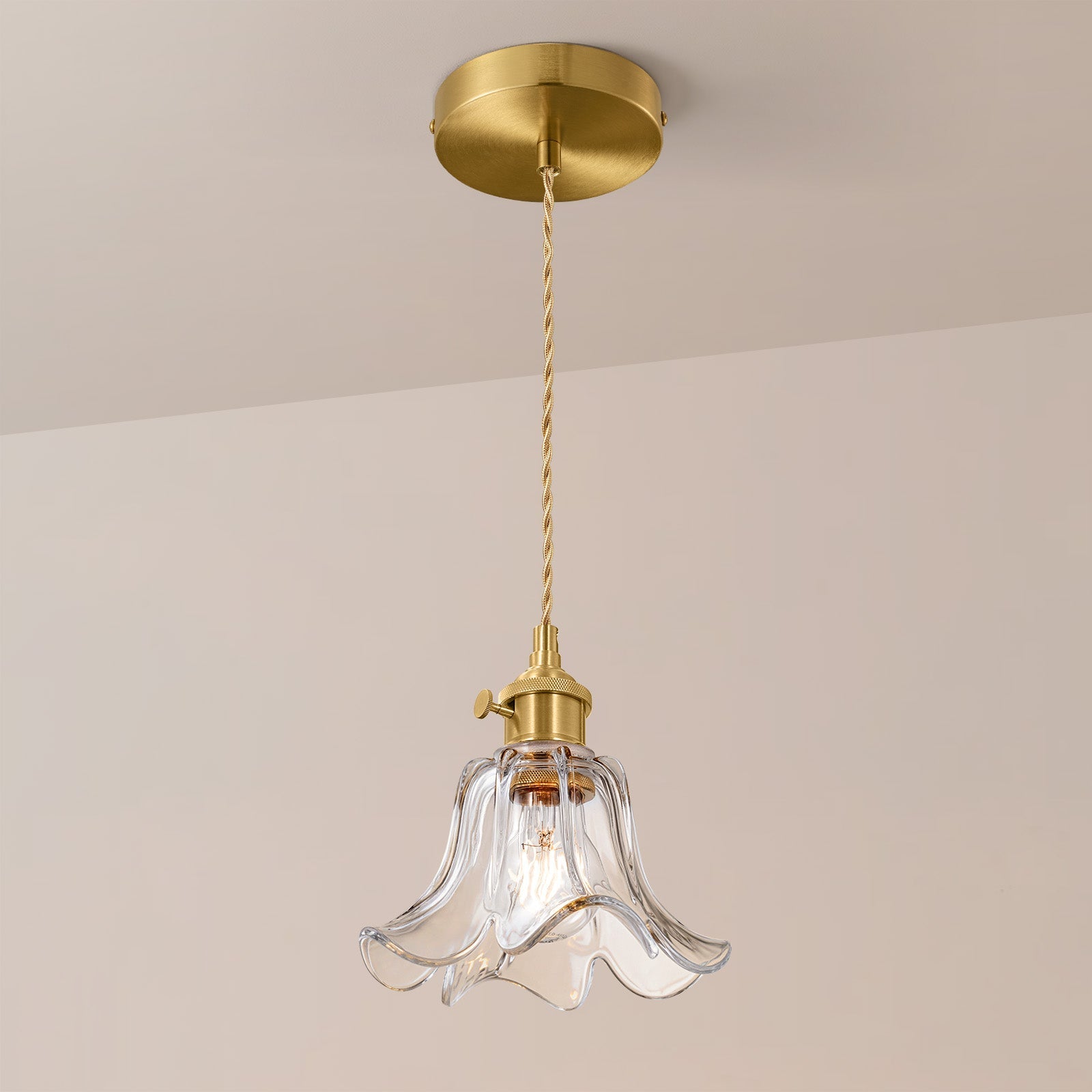 Adjustable Clear Glass Floral Pendant Light