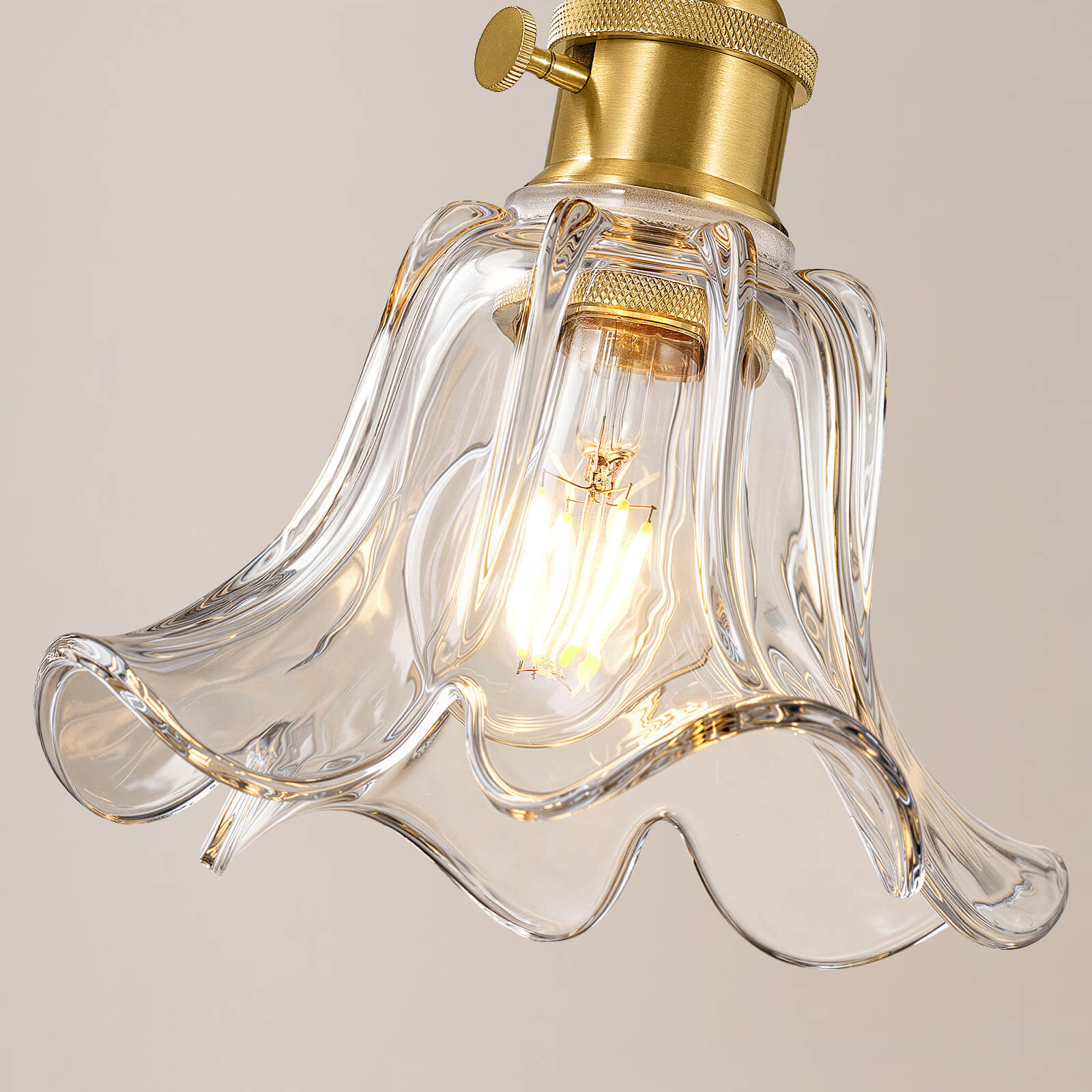 Adjustable Clear Glass Floral Pendant Light
