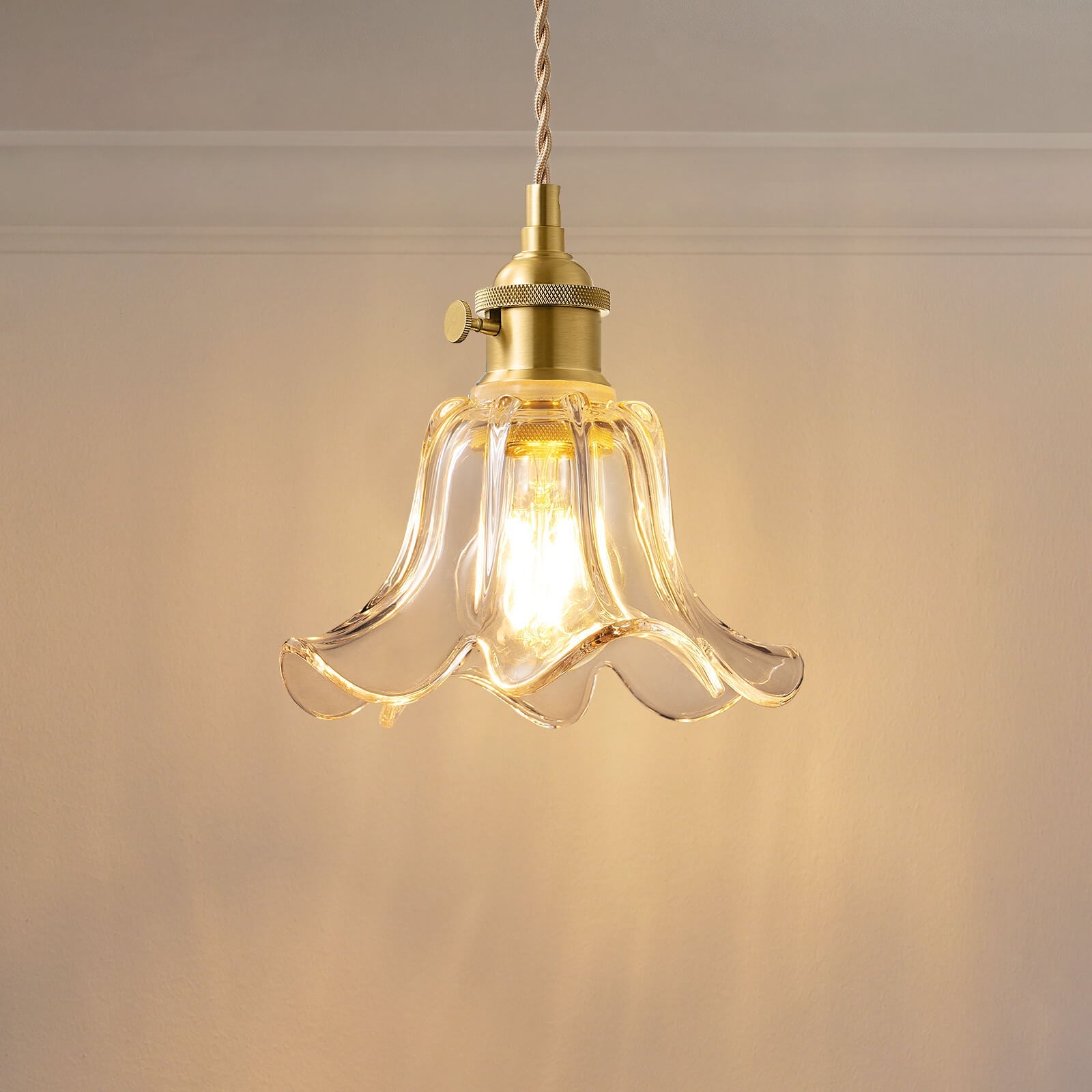 Adjustable Clear Glass Floral Pendant Light