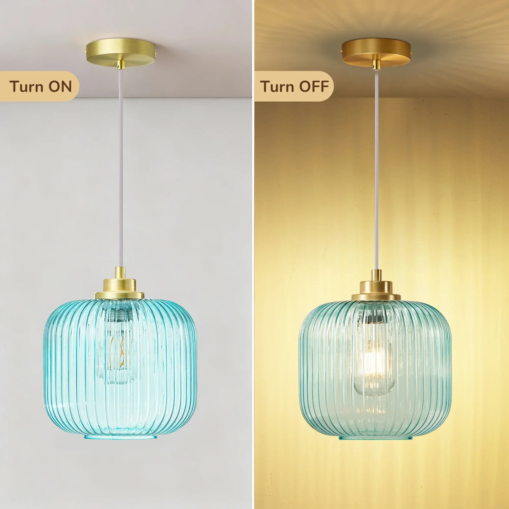 Blue Glass Pendant Light  (8")
