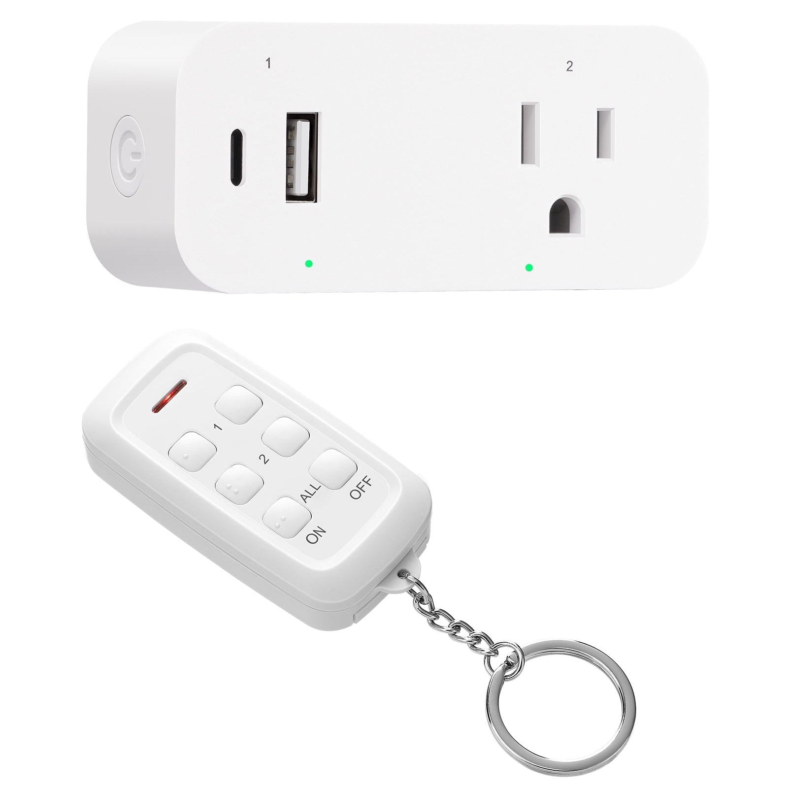 DEWENWILS 125V 15A Remote Control Outlet with Dual USB Ports (Type-A + Type-C) – FCC Certified, 100ft Wireless Range