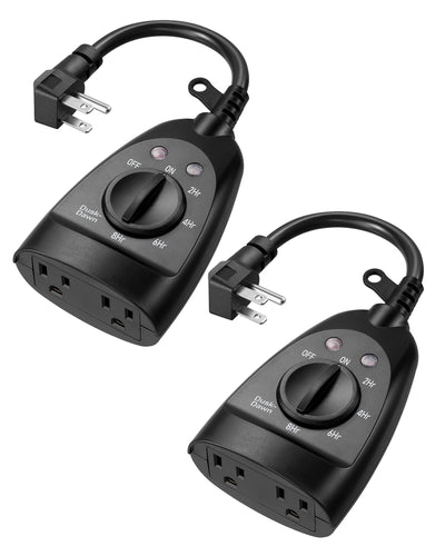 DEWENWILS 2 Pack Outdoor Timer Outlet Waterproof, 2 Grounded Outlets, Heavy Duty Outdoor Light Timer with Dusk to Dawn Sensor, 15A 125V 60Hz, Waterproof for Decoration/String Lights, ETL Listed