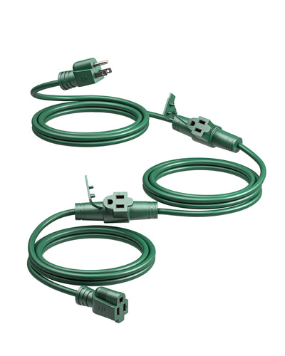 DEWENWILS 27FT Outdoor Extension Cord for Outside Halloween Christmas Lights Decoration, Evenly 3 Outlets with Safety Cover, 16 AWG SJTW Green