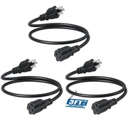 DEWENWILS 3 FT Extension Cords for Indoor and Outdoor 16 AWG 3 Prong 13A 3-Pack Black - WHNCB03C