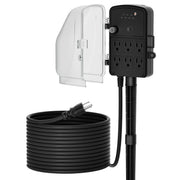 DEWENWILS 50FT Outdoor Power Stake Timer with 6 Outlets, 125VAC 15A, Light Sensor & Overload Protection, 4 Modes (Always On/Off/Photocell/Timer), Weatherproof, Black