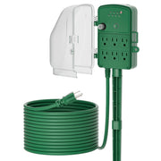DEWENWILS 50FT Outdoor Power Stake Timer with 6 Outlets, 125VAC 15A, Light Sensor & Overload Protection, 4 Modes (Always On/Off/Photocell/Timer), Weatherproof, Green