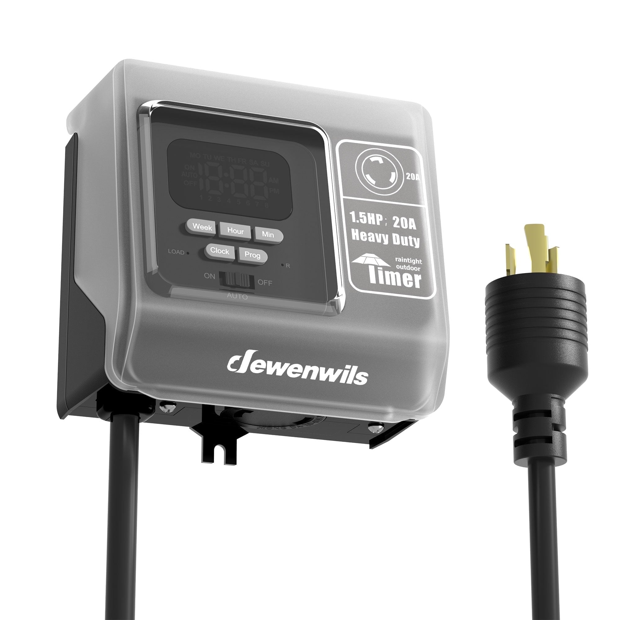 DEWENWILS Digital Pool Timer, L5-20R Twist-Lock Plug-In Outdoor Timer, 7-Day Programmable 16 ON/OFF, 20A 120V 1.5HP Heavy Duty Weatherproof Timer for Pool Pumps, Heaters & Lights