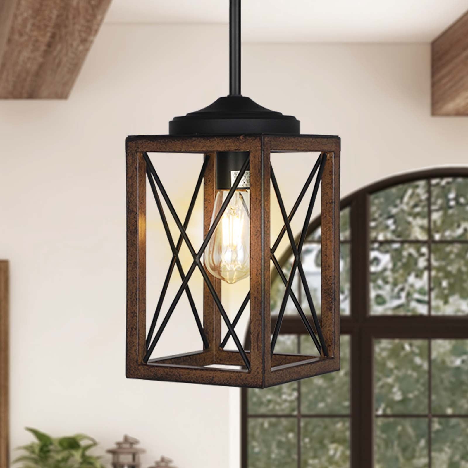 DEWENWILS Farmhouse 1-Light Adjustable Height Incandescent Metal Pendant Light for for Kitchen Island, Dinning Room