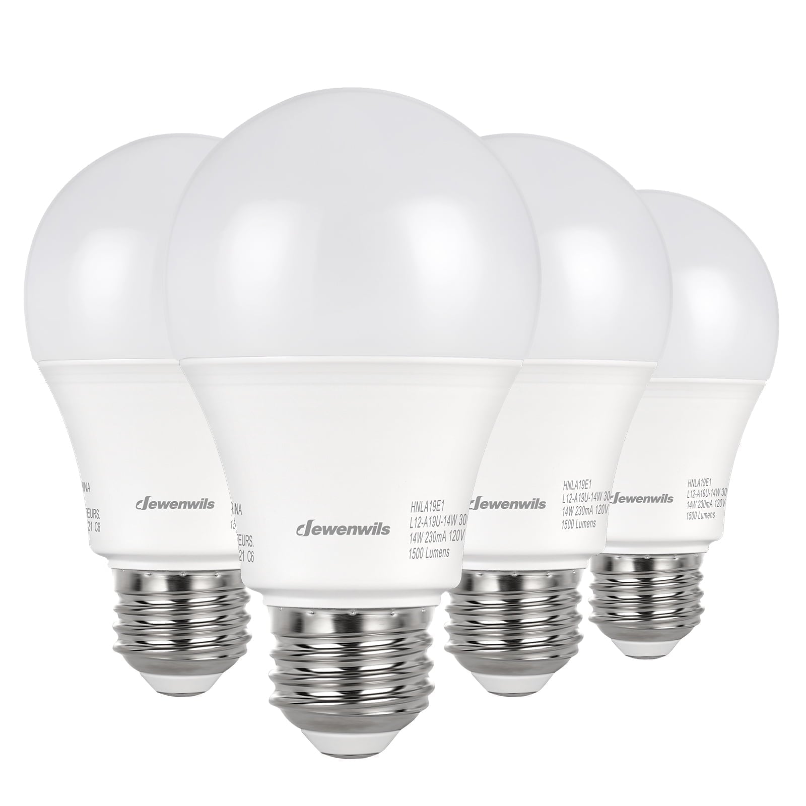 DEWENWILS 4-Pack Daylight LED Light Bulbs 100 Watt Equivalent,1500 Lumen 14 Watt 5000K E26 Base