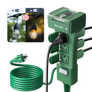 DEWENWILS Outdoor Power Stake Timer with Photocell, 6 Grounded Outlets, 6FT Extension Cord, Dusk to Dawn Timer for Christmas Lights, Halloween Decoration, Garden Lights