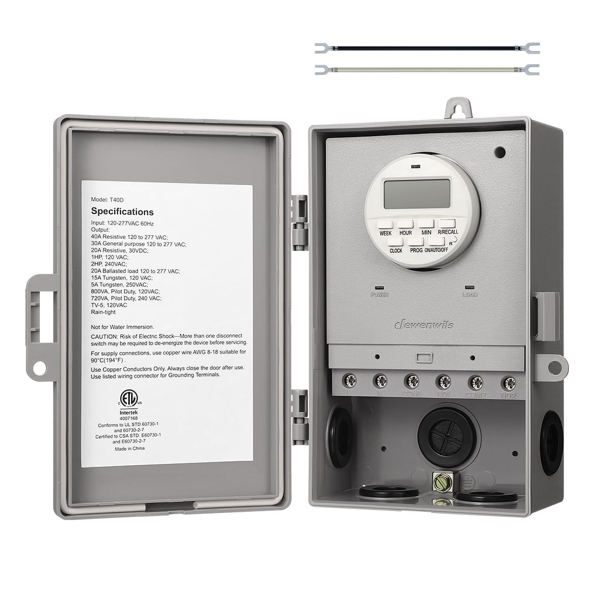 DEWENWILS Outdoor Digital Pool Pump Timer Box, 2HP 40A 120-277 VAC, 7-Day 20 on/off Programmable Timer Switch for Water Heater, Pool Pump, Spa, Motor