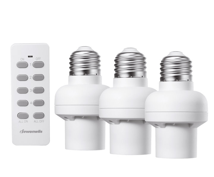 DEWENWILS Remote Control Lamp Light Bulb Socket E26/E27 Base for Pull Chain Light Fixture, No Wiring, ETL Listed(1 Remote+3 Sockets)