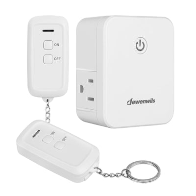 DEWENWILS Remote Control Outlet with 2 Remotes, No Interference Wireless Remote Outlet Light Switch with 2 Side Outlets, 15A/1875W, 100ft RF Range
