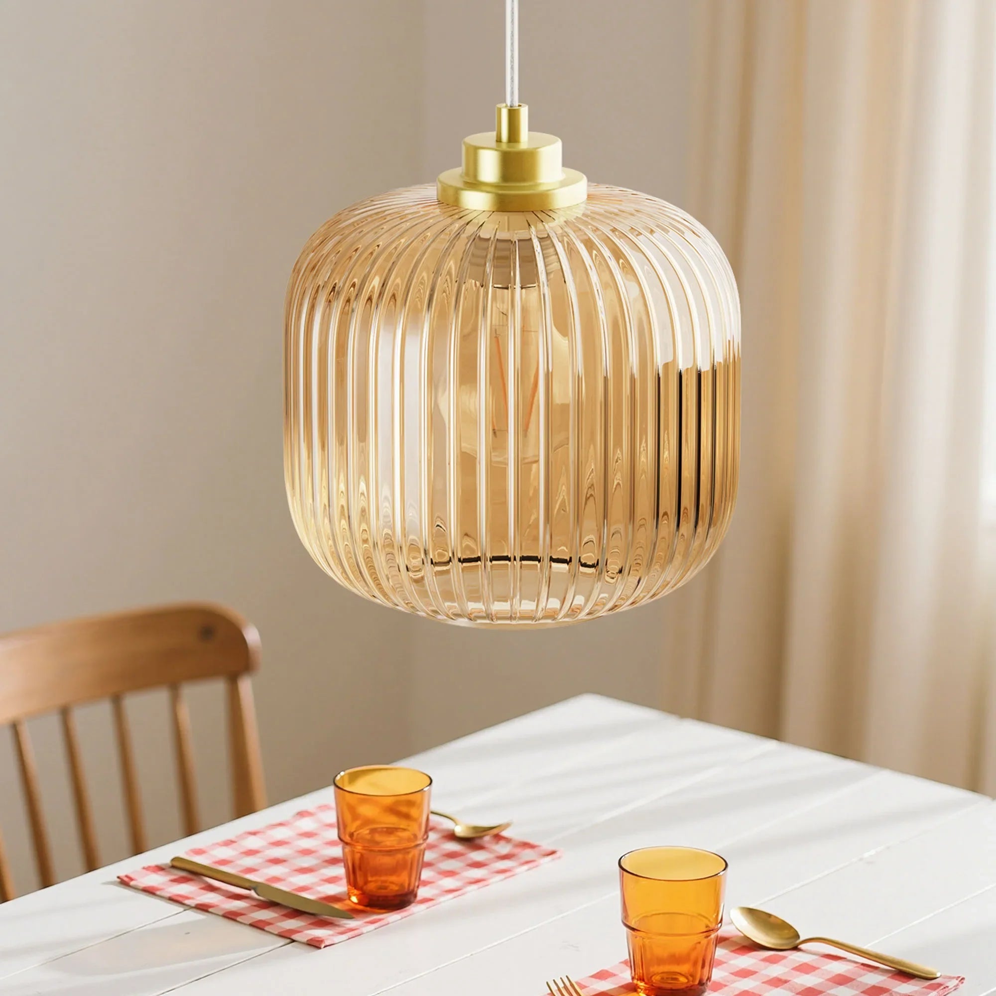 Cognac Glass Pendant Light  (8")
