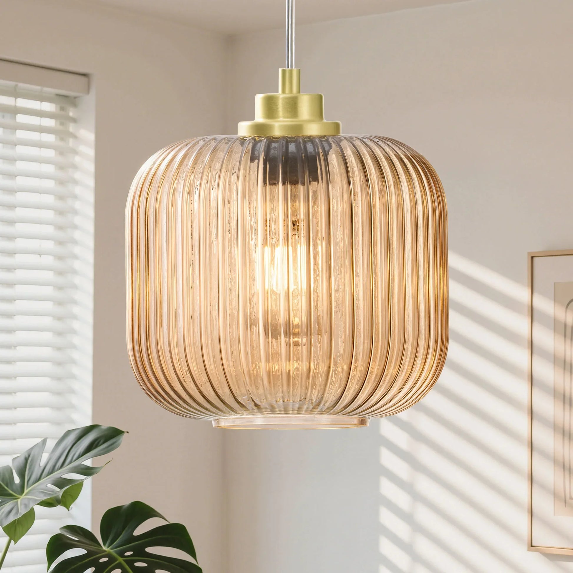 Cognac Glass Pendant Light  (8")