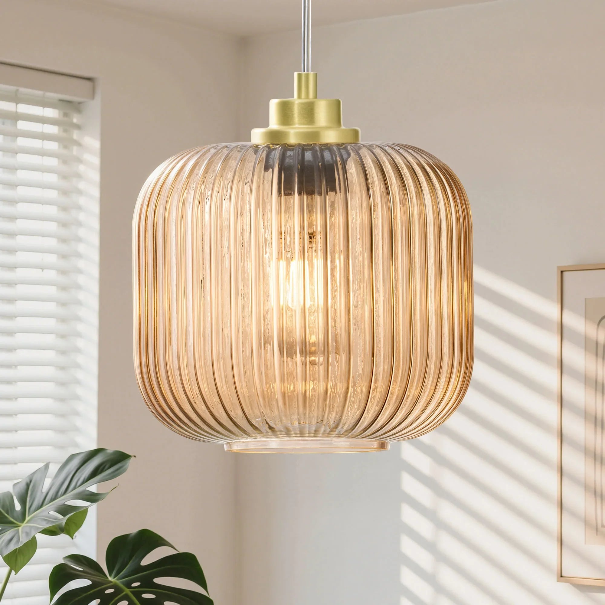 Cognac Glass Pendant Light  (8")