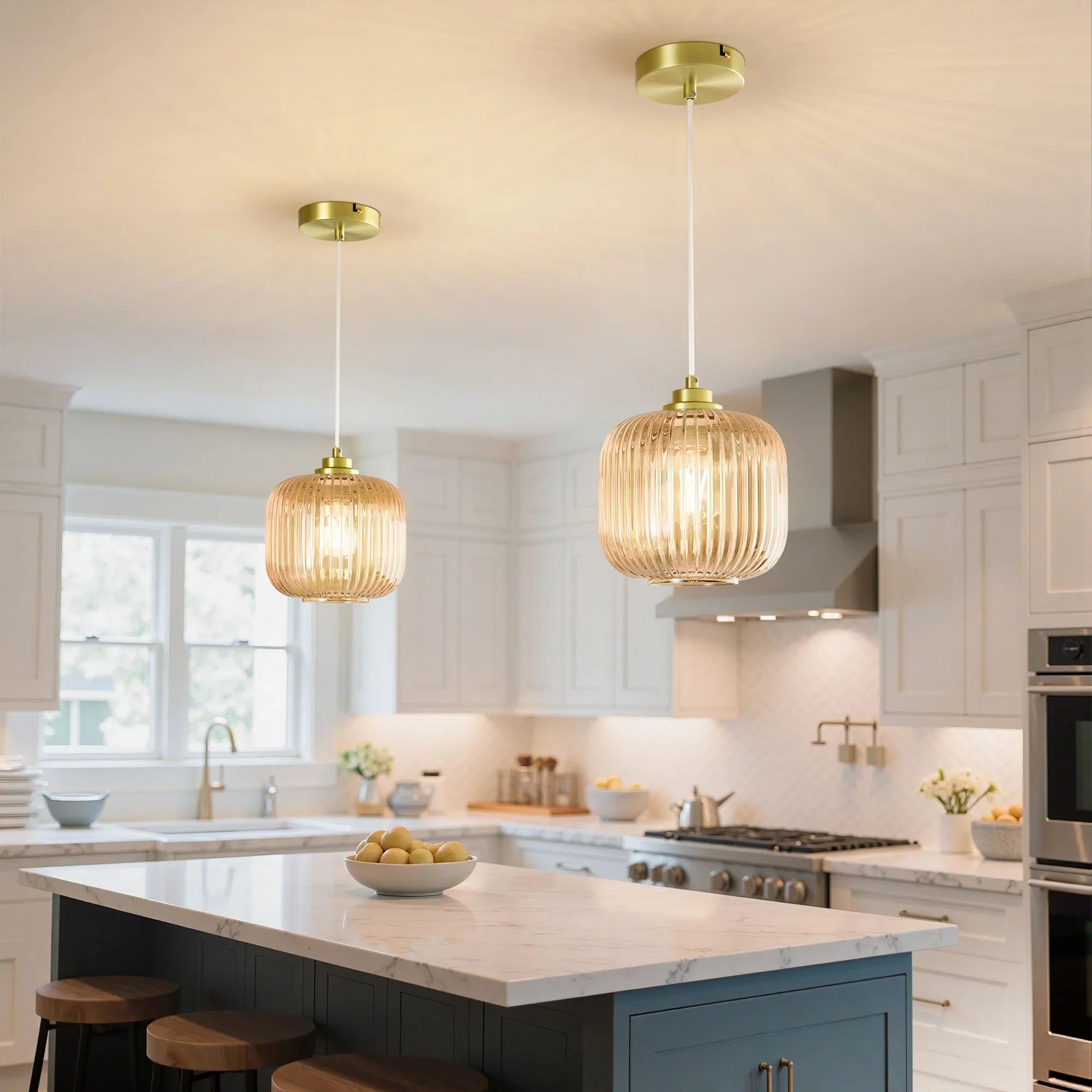 Cognac Glass Pendant Light  (8")