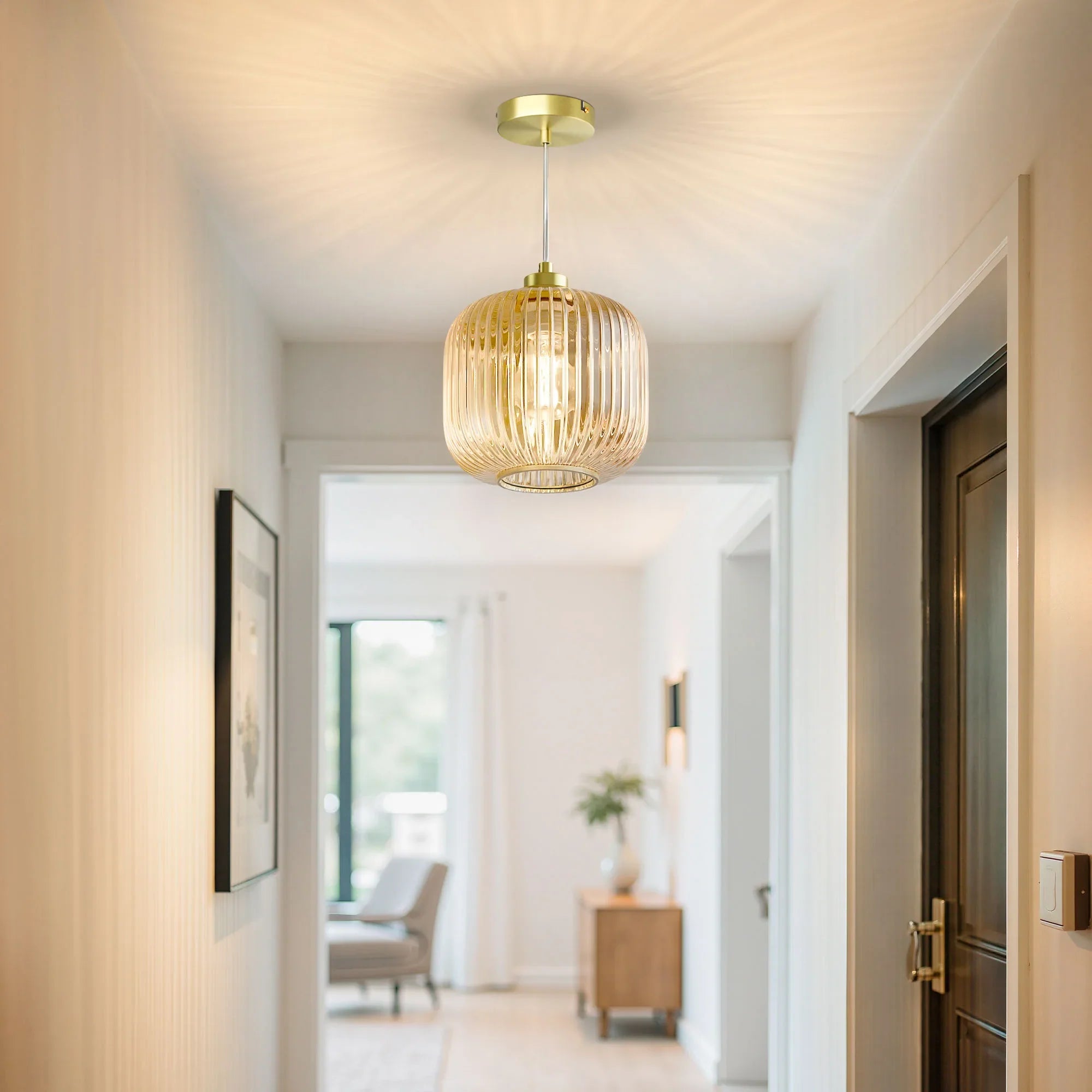 Cognac Glass Pendant Light  (8")