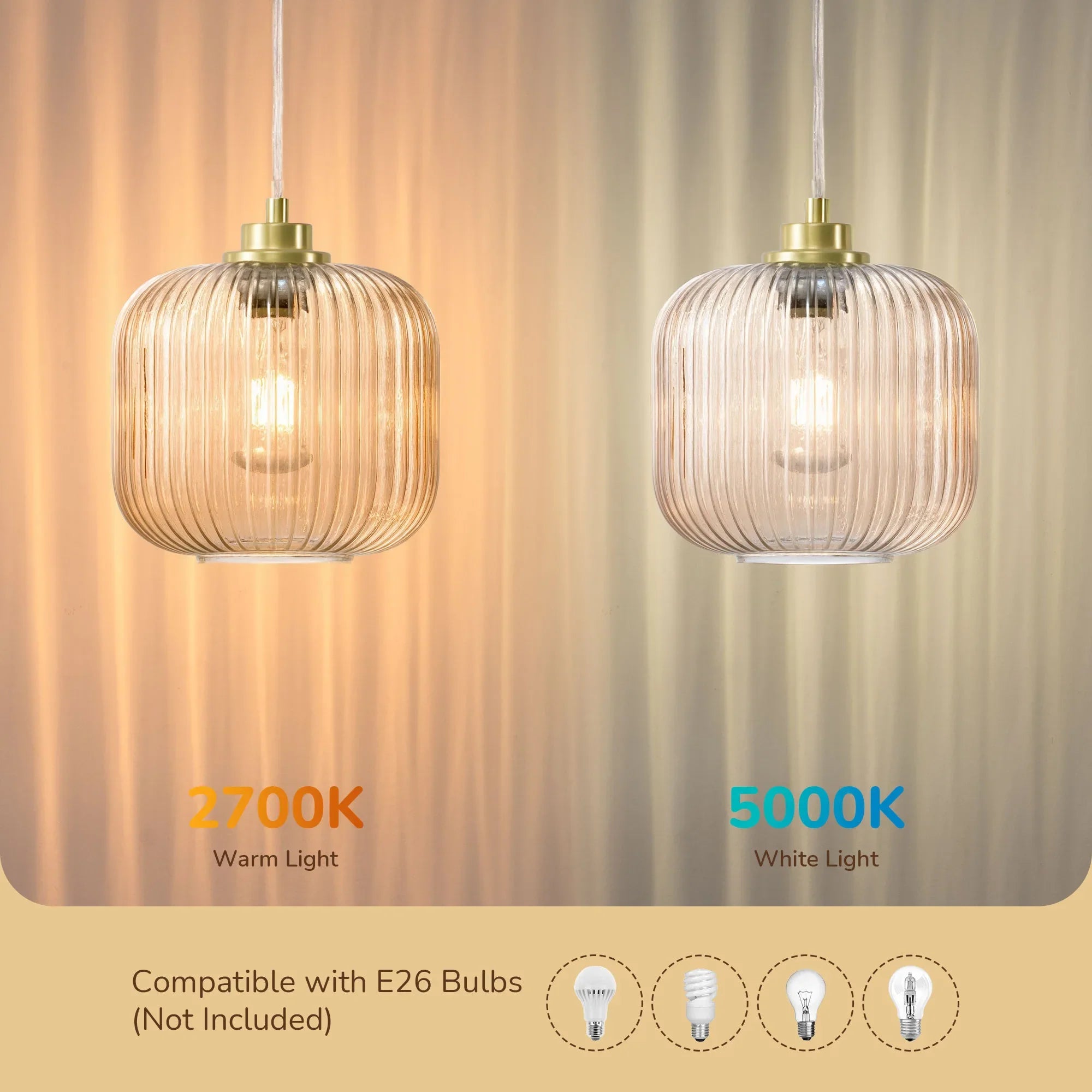 Cognac Glass Pendant Light  (8")