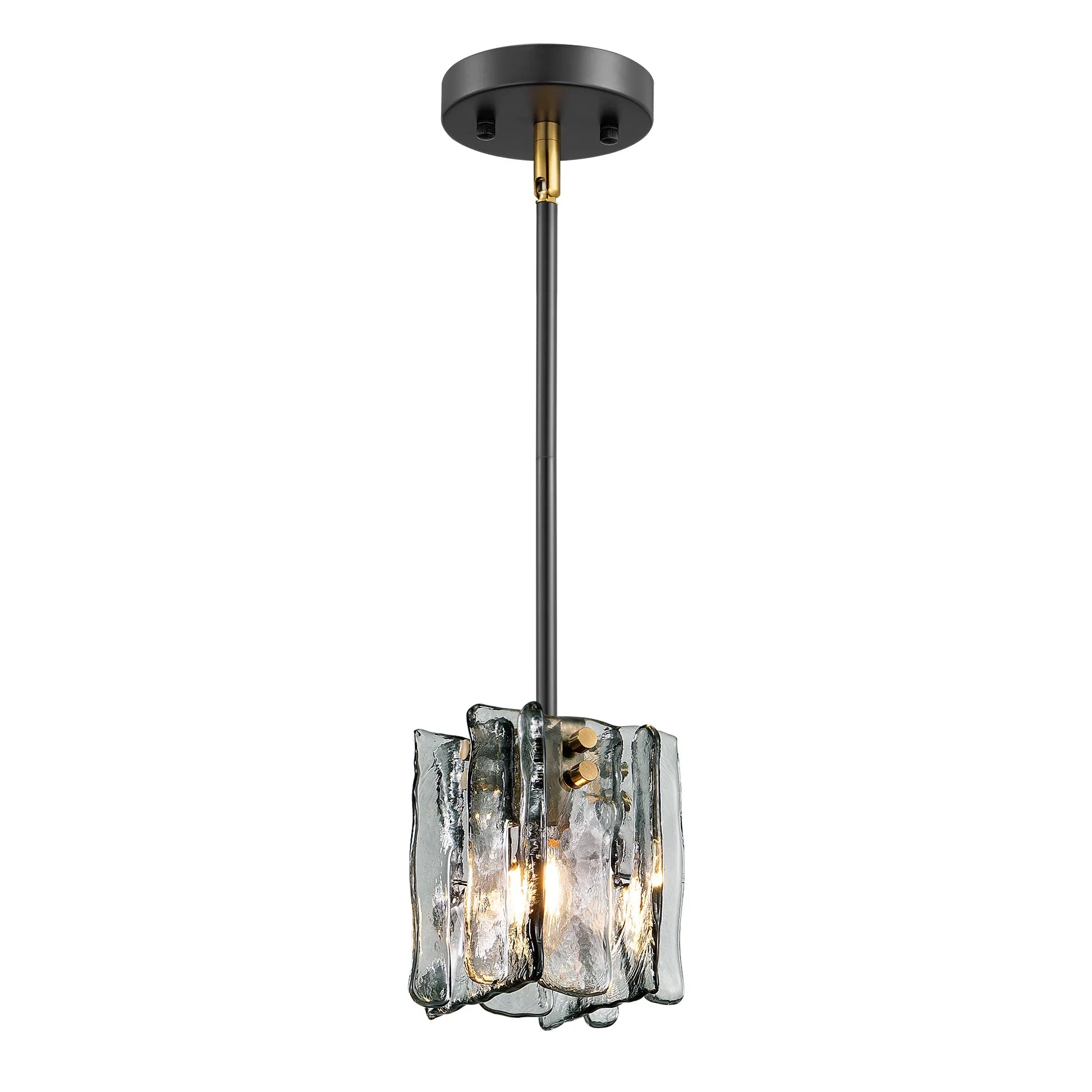 Grey Glass Ripple Pendant Light  (5")