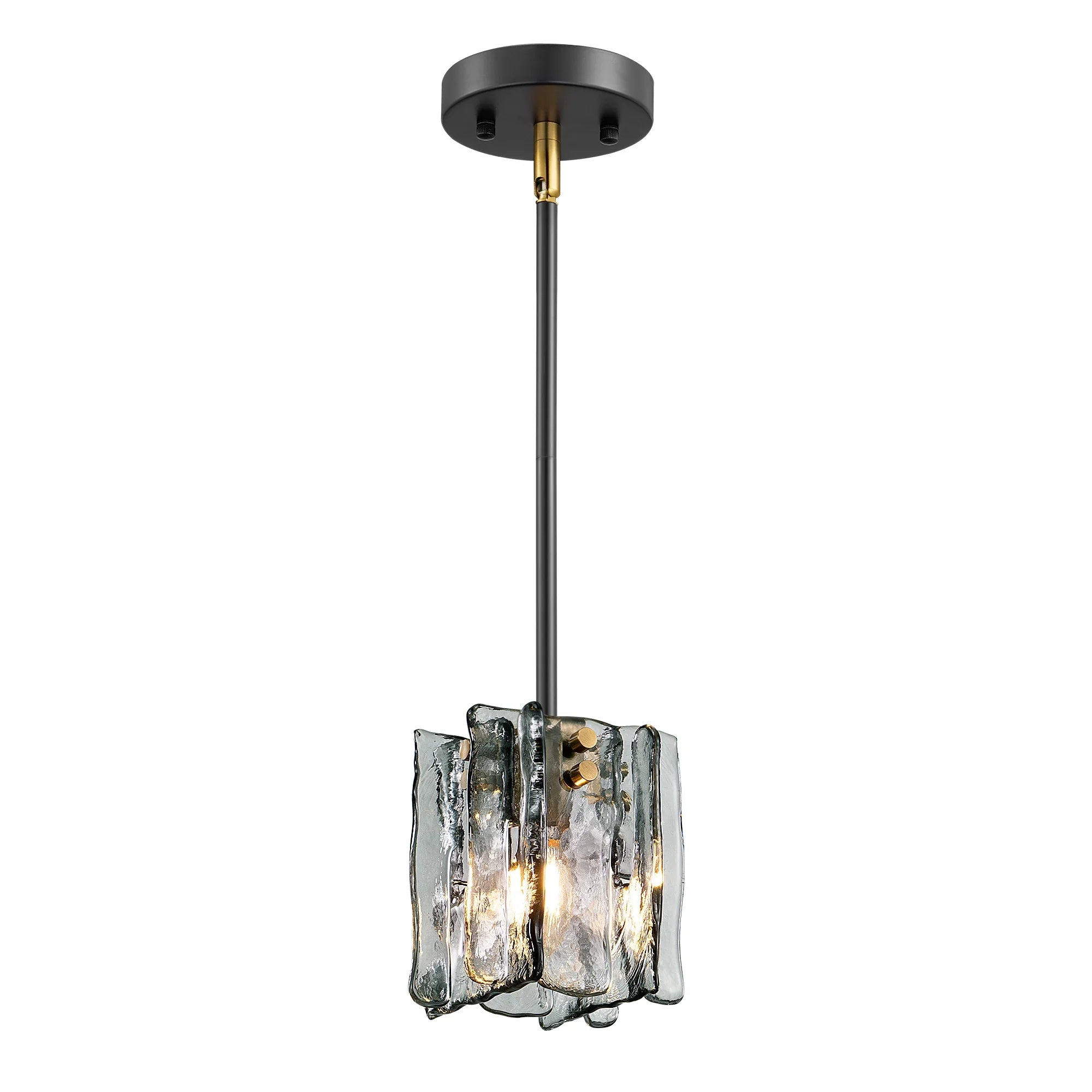 Grey Glass Ripple Pendant Light  (5")