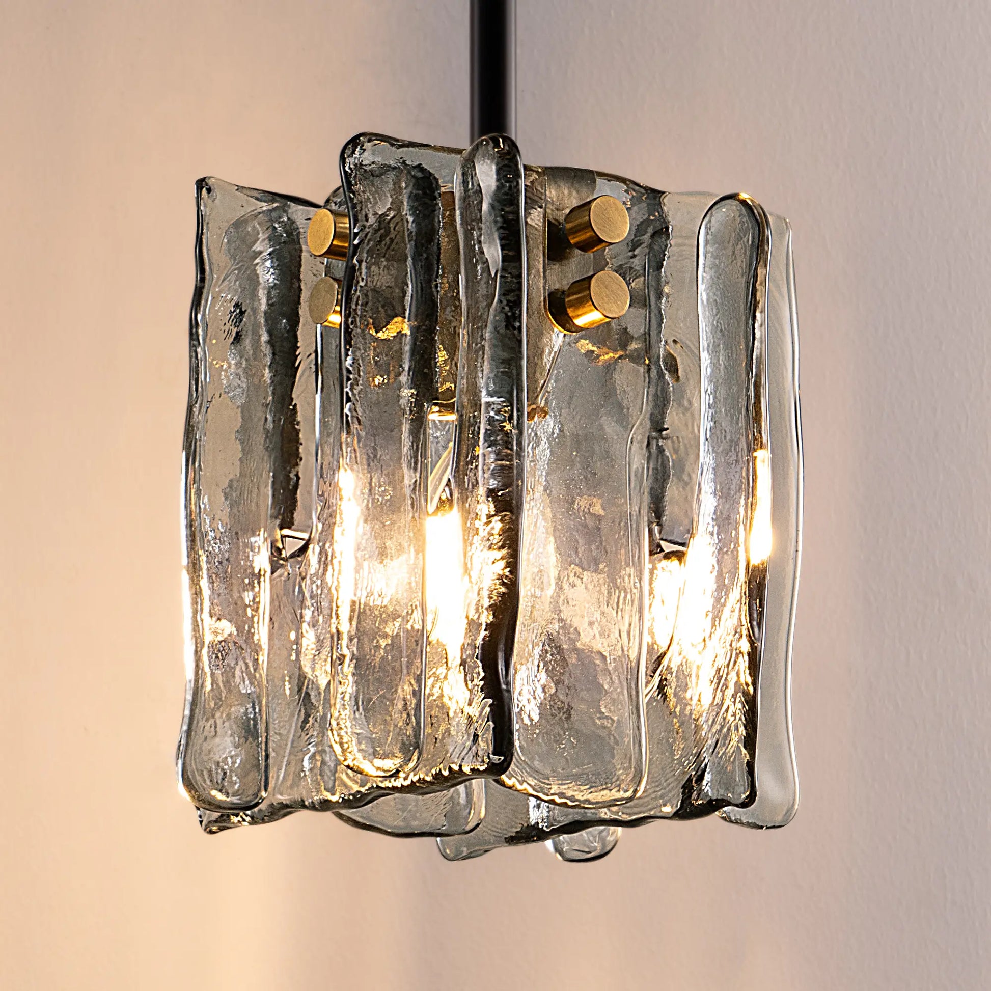 Grey Glass Ripple Pendant Light  (5")