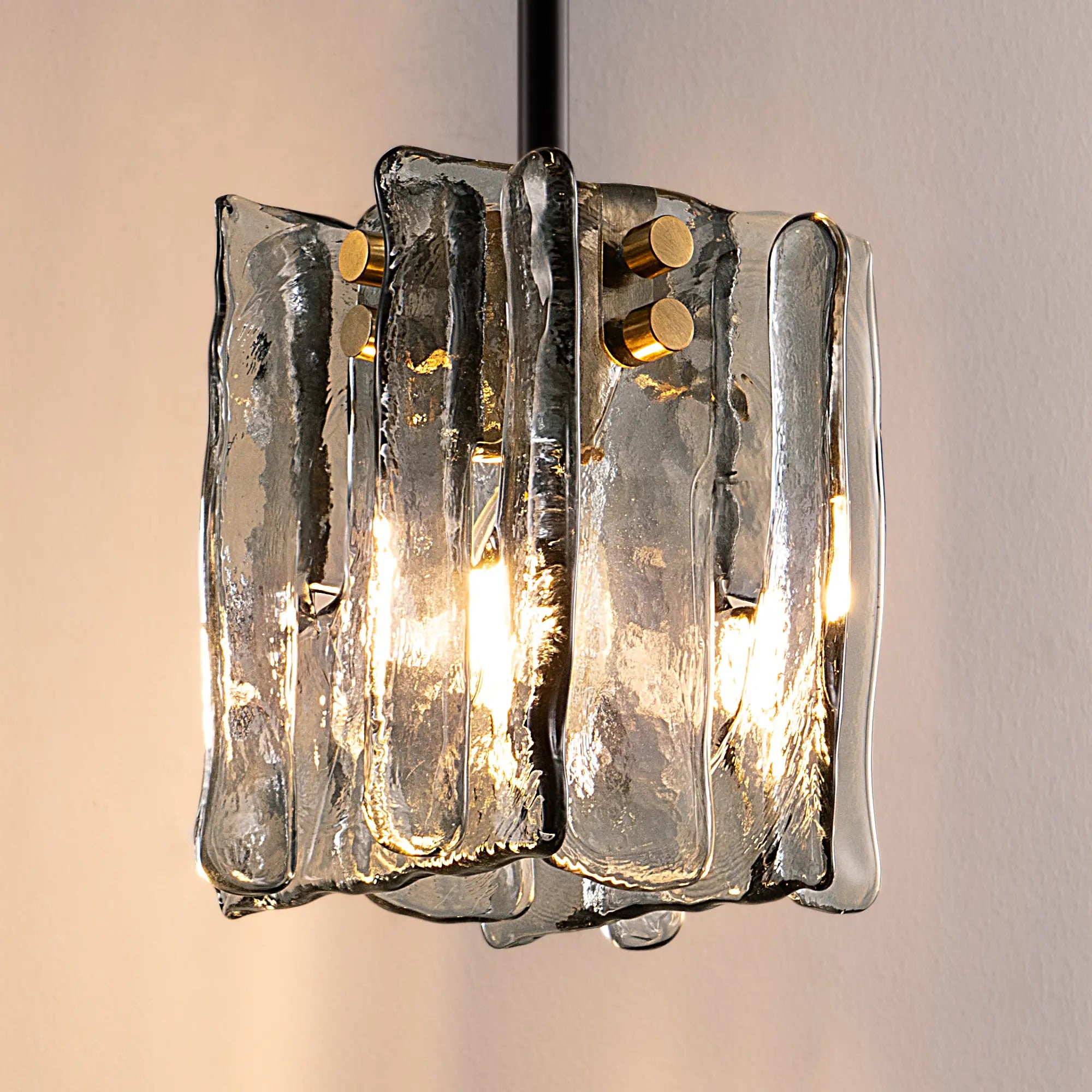 Grey Glass Ripple Pendant Light  (5")