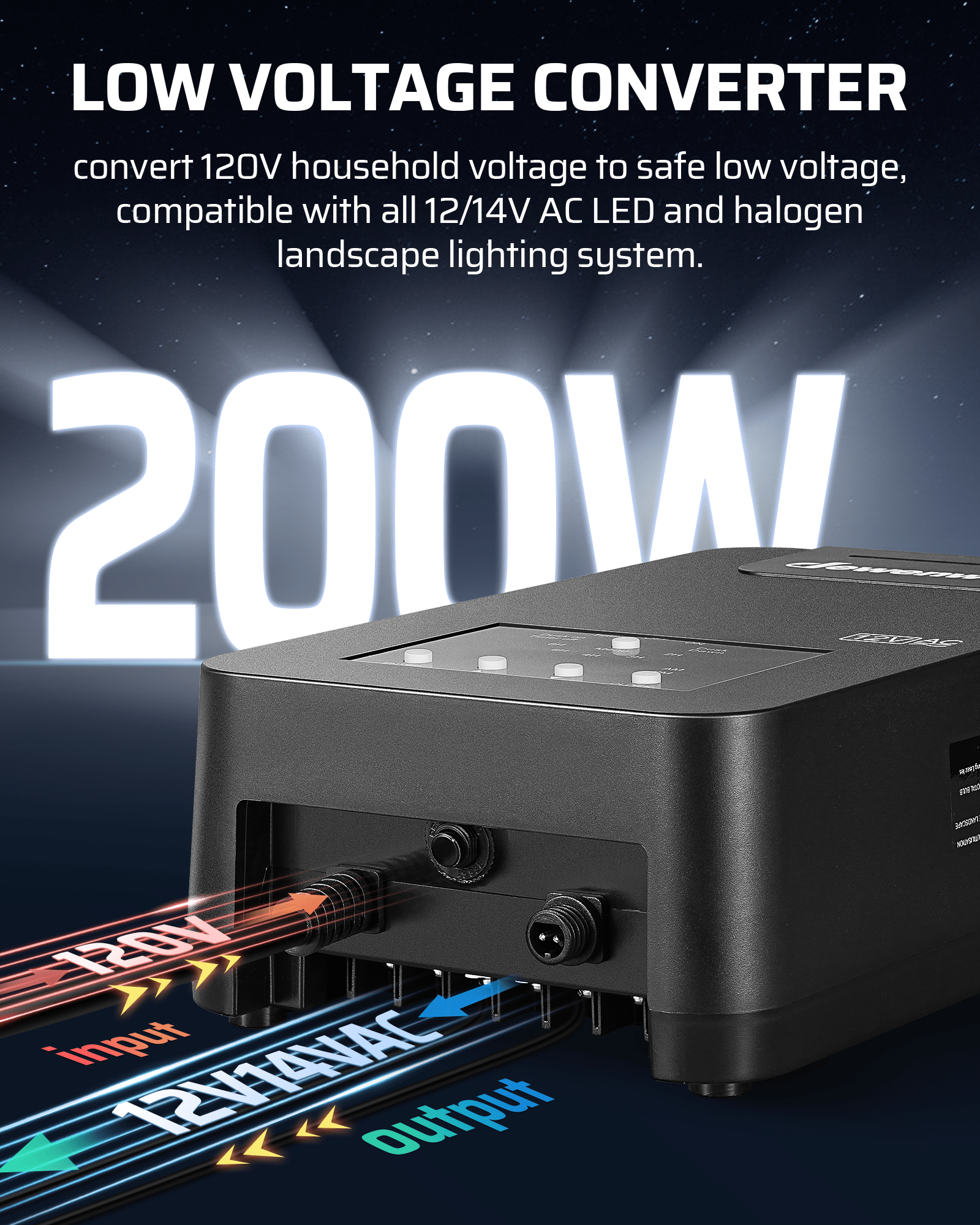 DEWENWILS | 200W Low Voltage Transformer