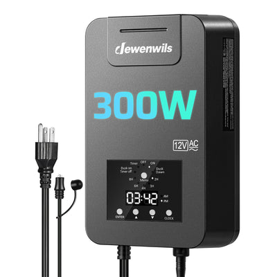 DEWENWILS 300W Low Voltage Landscape Transformer with Photocell Sensor & Timer, 120V AC to 12V/14V AC, Weatherproof Outdoor Landscape Lighting Transformer for Garden Lights, Spotlights, Steplights-HALT05A
