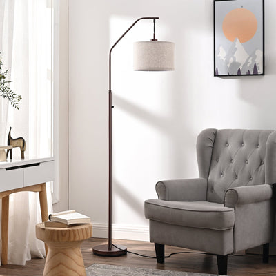 DEWENWILS Modern Arched Floor Lamp with Hanging Lampshade, Standing Tall Arc Corner Reading Light for Living Room, Bedroom, Office, 10W 3000K LED Bulb Included-F3HBFL04D